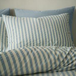 Rackhams Cotton Rich Woven Stripe Duvet Cover Set Blue - King - Blue - thumbnail 2