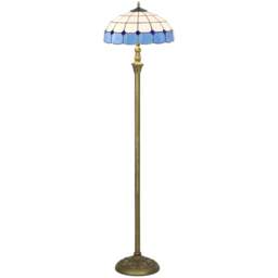 Rackhams Floor Lamp with Handcrafted Stained Glass Shade, Vintage Standing Lamp - Bronze Tone and Orange - thumbnail 3