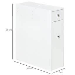 Rackhams Slim Floor Cabinet Narrow Wooden Storage with Drawers Bathroom White - White - thumbnail 5