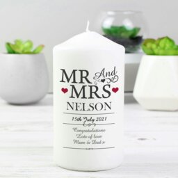 Rackhams Personalised Mr & Mrs Pillar Candle