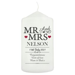 Rackhams Personalised Mr & Mrs Pillar Candle - thumbnail 2