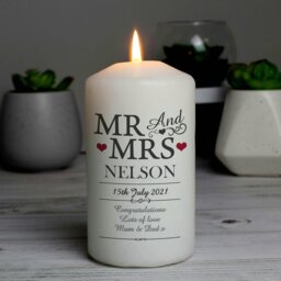 Rackhams Personalised Mr & Mrs Pillar Candle - thumbnail 4
