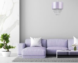 Rackhams Modern Lilac Satin Fabric Pendant Light Shade with Transparent Acrylic Droplets - thumbnail 6