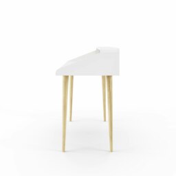 Rackhams Yeovil Office Desk with Shelves & Drawers in White/Oak - White - thumbnail 3