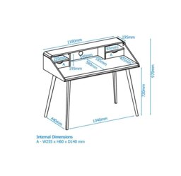 Rackhams Yeovil Office Desk with Shelves & Drawers in White/Oak - White - thumbnail 6