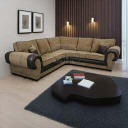 Rackhams Portland Mixed Fabric Cord 5 Seater Corner Sofa - Brown and Beige - thumbnail 1
