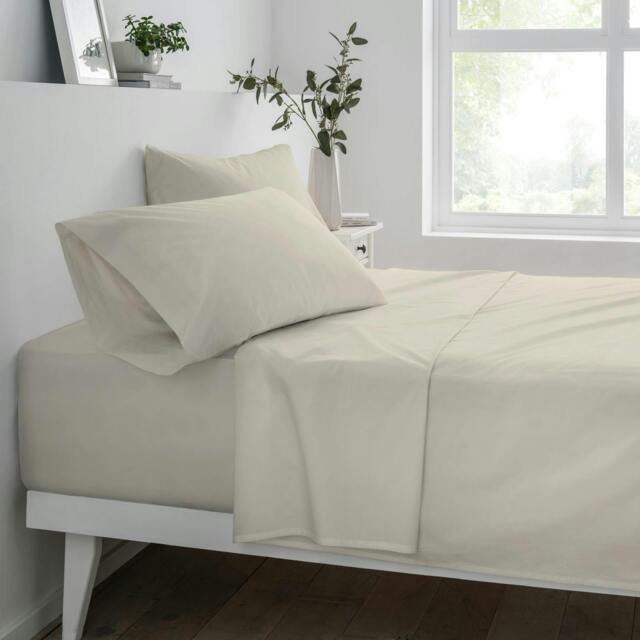 Rackhams Polycotton Bed Linen Luxury Fitted Bedsheet or Pillowcase Non Iron - Natural - Pillowcase (48cm x 74cm) - image 1