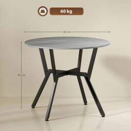 Rackhams Small Kitchen Table with Black Steel Legs, Dining Table, Grey - 90cm x 90cm x 76cm - High gloss white - thumbnail 6