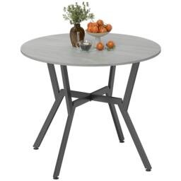 Rackhams Small Kitchen Table with Black Steel Legs, Dining Table, Grey - 90cm x 90cm x 76cm - High gloss white - thumbnail 3