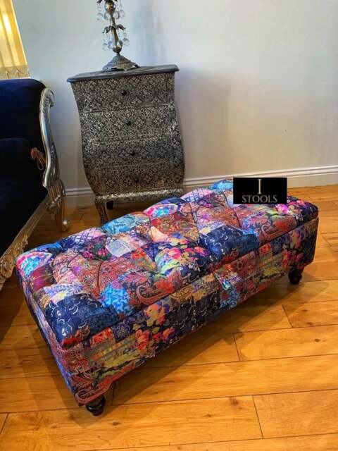 Rackhams Damask Multicolour Storage Ottoman Bench with Hidden Storage & Stylish Seating - 38 x 18 Inches (97 x 46cm) - image 1