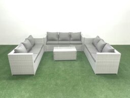 Rackhams Rattan Garden Outdoor Furniture Set 9 Seater Garden Sofa Coffee Table Set Light Grey Mixed - thumbnail 2