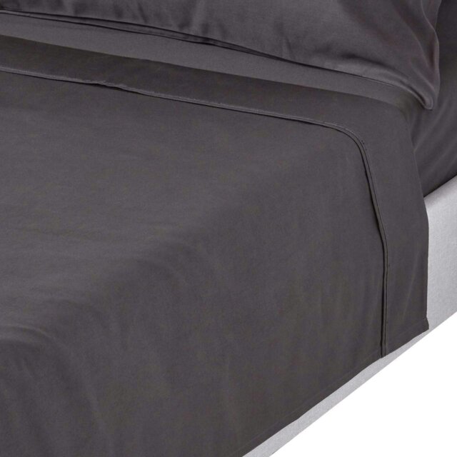 Rackhams Premium 1000 TC Egyptian Cotton Sateen Weave Flat Sheet - Dark Charcoal Grey - Single - image 1