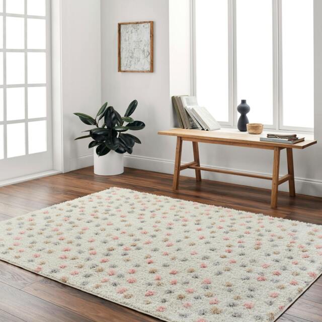 Rackhams Rodos-Modern Beige Grey Yellow Pink Soft Plush Pile Rug - 160 x 213 cm - image 1