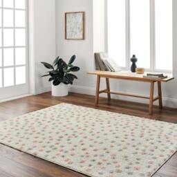 Rackhams Rodos-Modern Beige Grey Yellow Pink Soft Plush Pile Rug - 160 x 213 cm - thumbnail 1