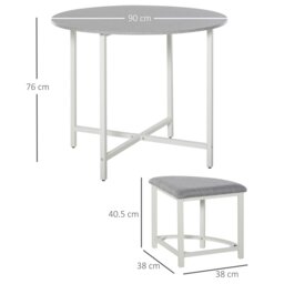 Rackhams Modern Round Dining Table Set with 4 Upholstered Stools for Dining Room - thumbnail 5