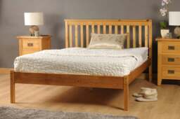 Rackhams Medina Wooden Bed Frame - Classic & Sturdy Centerpiece for Your Restful Bedroom - Caramel - 4ft6 - thumbnail 2