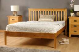 Rackhams Medina Wooden Bed Frame - Classic & Sturdy Centerpiece for Your Restful Bedroom - Caramel - 4ft6 - thumbnail 1