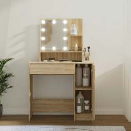 Rackhams Dressing Table with LED Sonoma Oak 86.5x35x136 cm