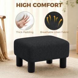 Rackhams Chic Linen Fabric Foot Stool Ottoman Cube with Legs - Multi-colored - thumbnail 5