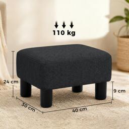 Rackhams Chic Linen Fabric Foot Stool Ottoman Cube with Legs - Multi-colored - thumbnail 4