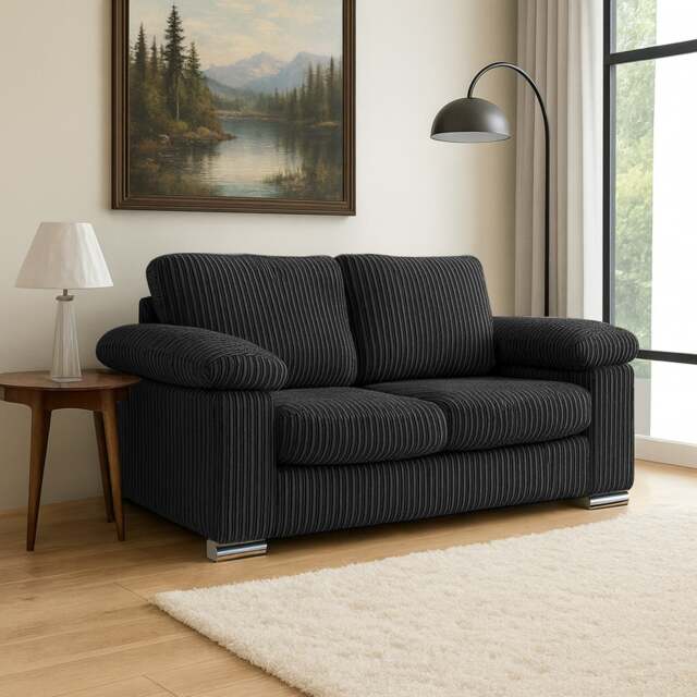 Rackhams Delta Full Jumbo Cord 2 Seater Sofa - Black - image 1