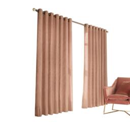 Rackhams Himalaya Jacquard Design Eyelet Curtains (Pair) - Blush Pink - 168x137cm - Blush Pink - 100% Polyester