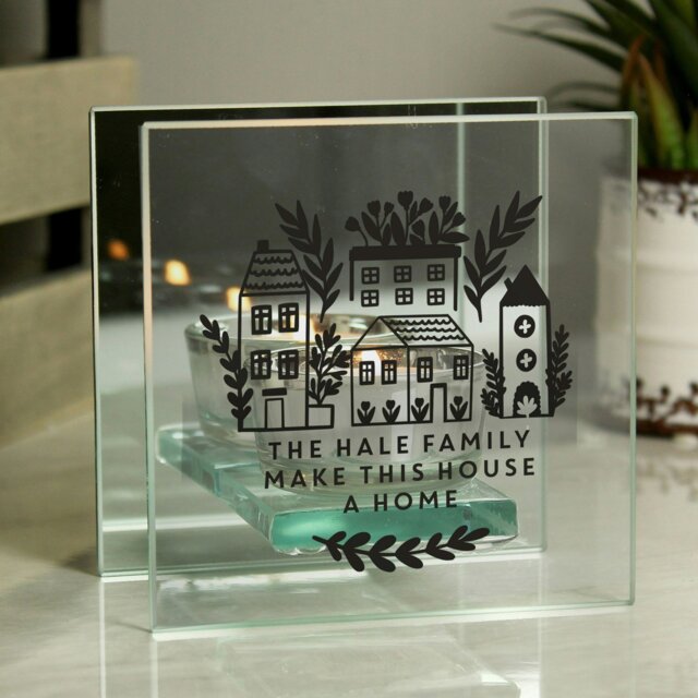 Rackhams Personalised Home Mirrored Glass Tea Light Holder - image 1