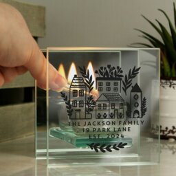 Rackhams Personalised Home Mirrored Glass Tea Light Holder - thumbnail 2