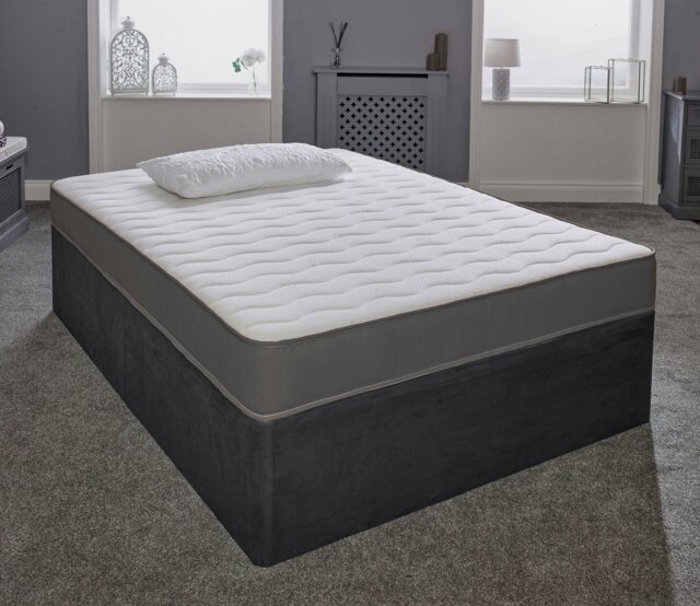 Rackhams Cooltouch Essentials Wave Grey Hybrid Spring & Memory Foam Mattress - Grey - 1 - European Small Single Mattress (80cm x 200cm) - image 1