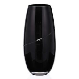 Rackhams Silhouette Black Barrel Vase Adorned with Swarovski Crystals- 25cm - Made From Premium Lead Free Crystal Glass