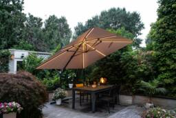 Rackhams Hawaii 300cm x 300cm Lumen LED Square Cantilever Parasol with 90kg Moveable Granite Base - Sand - thumbnail 2