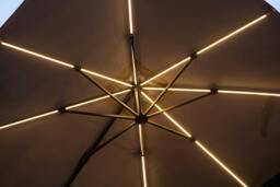 Rackhams Hawaii 300cm x 300cm Lumen LED Square Cantilever Parasol with 90kg Moveable Granite Base - Sand - thumbnail 4