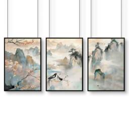Rackhams Large Pictures For Living Room - Set of 3 wall art prints - A2 16.54 x 23.39 in / 42 x 59.4 cm - Satin Photo paper 280 gsm - Oak Frame - thumbnail 6