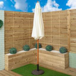 Rackhams 2.7m Outdoor Wooden Garden Parasol Sun Shade with Carry Bag in Cream - thumbnail 2