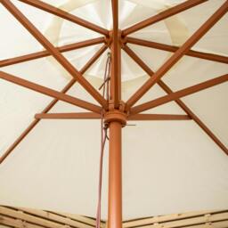 Rackhams 2.7m Outdoor Wooden Garden Parasol Sun Shade with Carry Bag in Cream - thumbnail 6