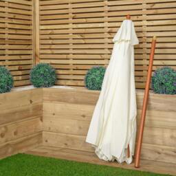Rackhams 2.7m Outdoor Wooden Garden Parasol Sun Shade with Carry Bag in Cream - thumbnail 4