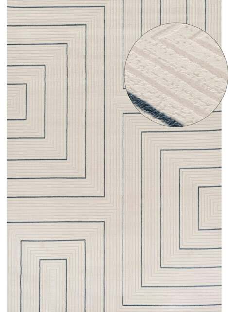 Rackhams Carmel Cream-Blue Geometric Rug - 6040 - 200X290 cm - image 1