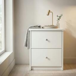 Rackhams Freya 2-Drawer Bedside Cabinet - White - thumbnail 1