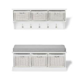 Rackhams Tetbury Large Hallway Set with Storage Baskets and Cushion Seat - Dove Grey - thumbnail 6