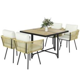 Rackhams 5 Piece Garden Furniture Set, Garden Dining Set with 4 Chairs - PE rattan, metal, PS wood-plastic - Beige - Table and 4 chairs - thumbnail 2