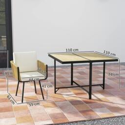 Rackhams 5 Piece Garden Furniture Set, Garden Dining Set with 4 Chairs - PE rattan, metal, PS wood-plastic - Beige - Table and 4 chairs - thumbnail 3