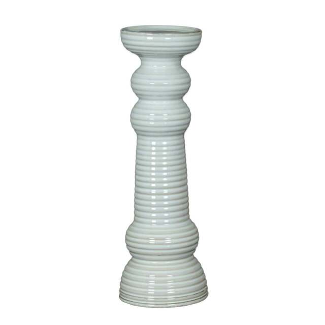 Rackhams Sile Pillar Candle Holder - White - White - 38cm x 12cm x 12cm - 100% Mixed - image 1