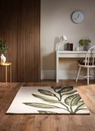 Rackhams Paradise Leaf Hand-Tufted Wool Rug – Cream/Green - 200X290 cm - thumbnail 4