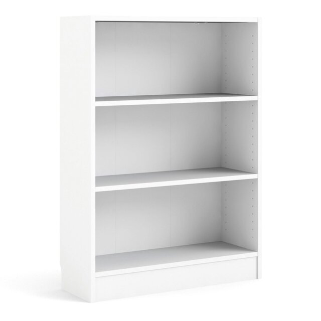 Rackhams Basic Low Wide Bookcase (2 Shelves) in White - White - Wood - 1 - image 1