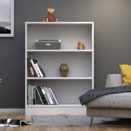 Rackhams Basic Low Wide Bookcase (2 Shelves) in White - White - Wood - 1 - thumbnail 4