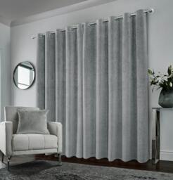 "Rackhams Grey 100% Blackout Luxury Supersoft Velvet Thermal Eyelet Curtains for Living Room & Bedrooms - 66"" (168cm) Width x 54"" (137cm) Drop" - thumbnail 5