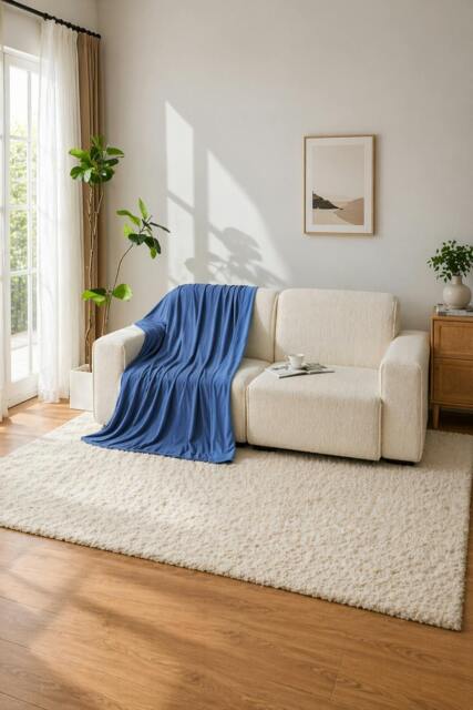 Rackhams Cooling Lightweight Summer Blanket Breathable with Cooling Technology - Blue - Nylon and Polyester - image 1