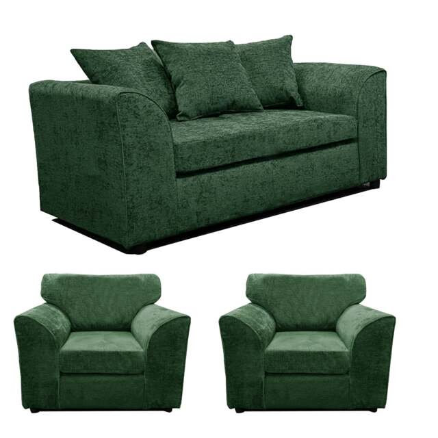 Rackhams Monaco Chenille Fabric 2 Seater and 2 Armchairs - Green - image 1