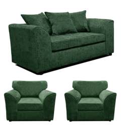 Rackhams Monaco Chenille Fabric 2 Seater and 2 Armchairs - Green - thumbnail 1