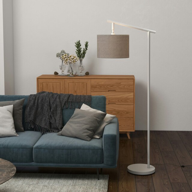 Rackhams Floor Lamp with 350 Rotating Lampshade, LED Bulb Included, Grey - image 1